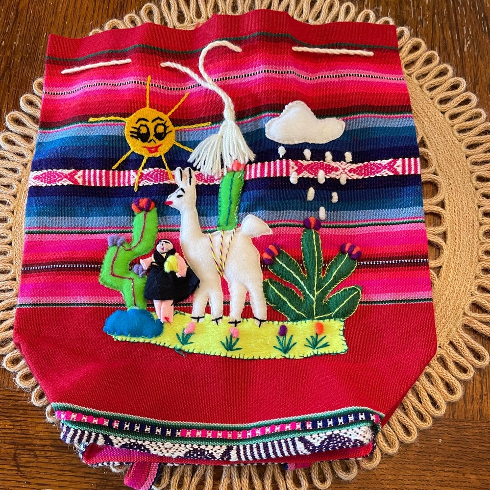 Colorful Handmade Peruvian 3-D Kids/Ladies Llama Backpack
